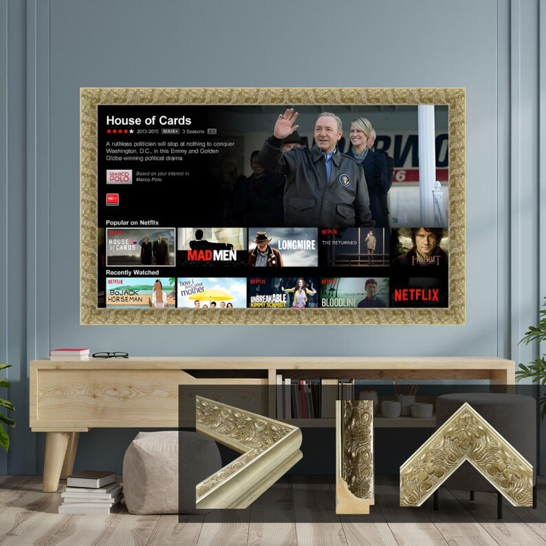 Silver TV Frame: Bespoke Timber Wall-Mounted Art - Image 2