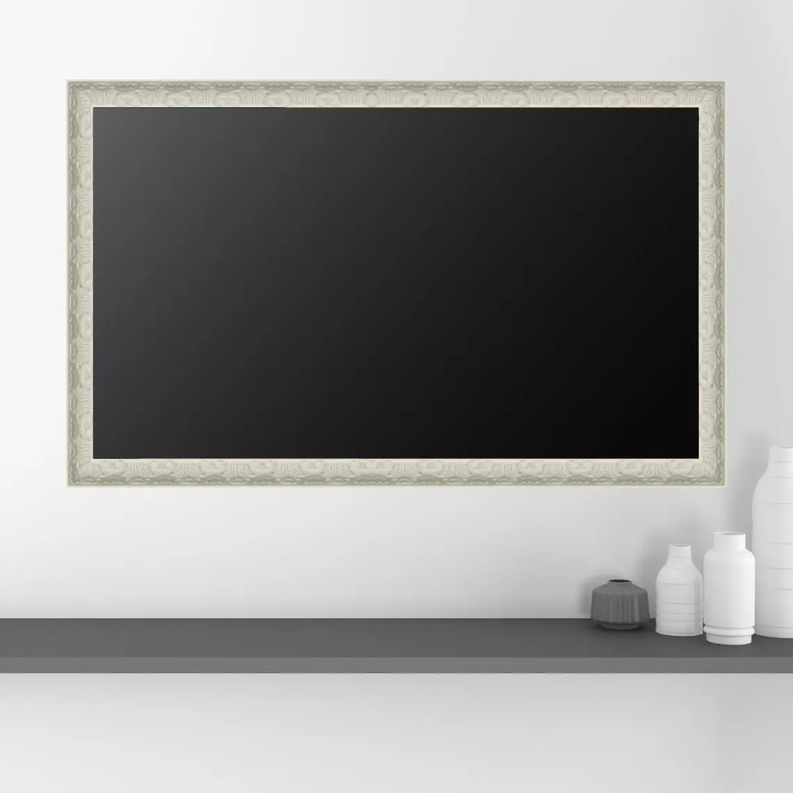 White Ornate TV Frame | Custom Wall Mounted Elegant Home Décor