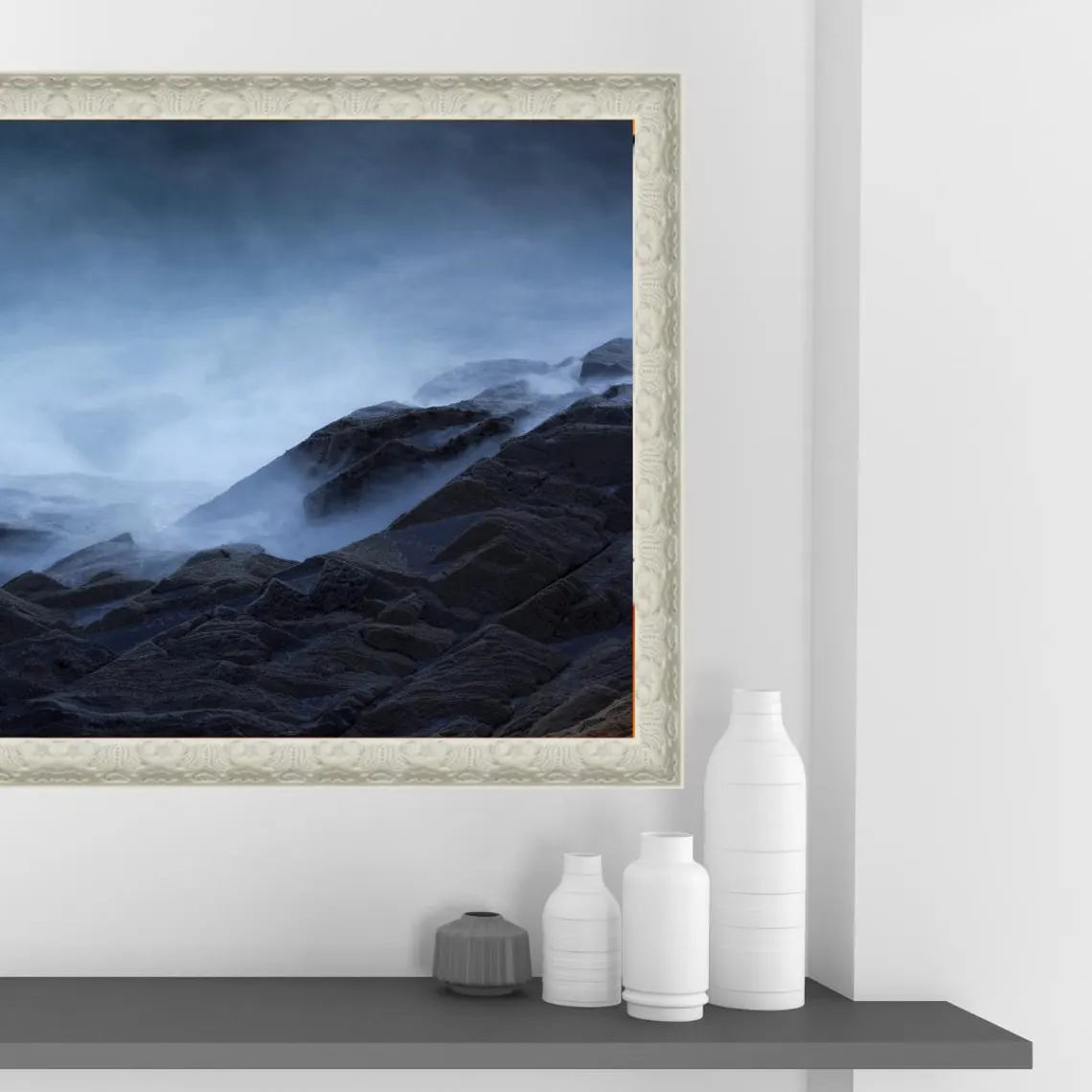 White Ornate TV Frame | Custom Wall Mounted Elegant Home Décor - Image 4