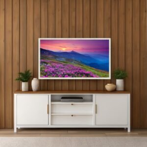 Handmade Kyoto TV Frame | Matte White Timber, Modern Minimalist Design