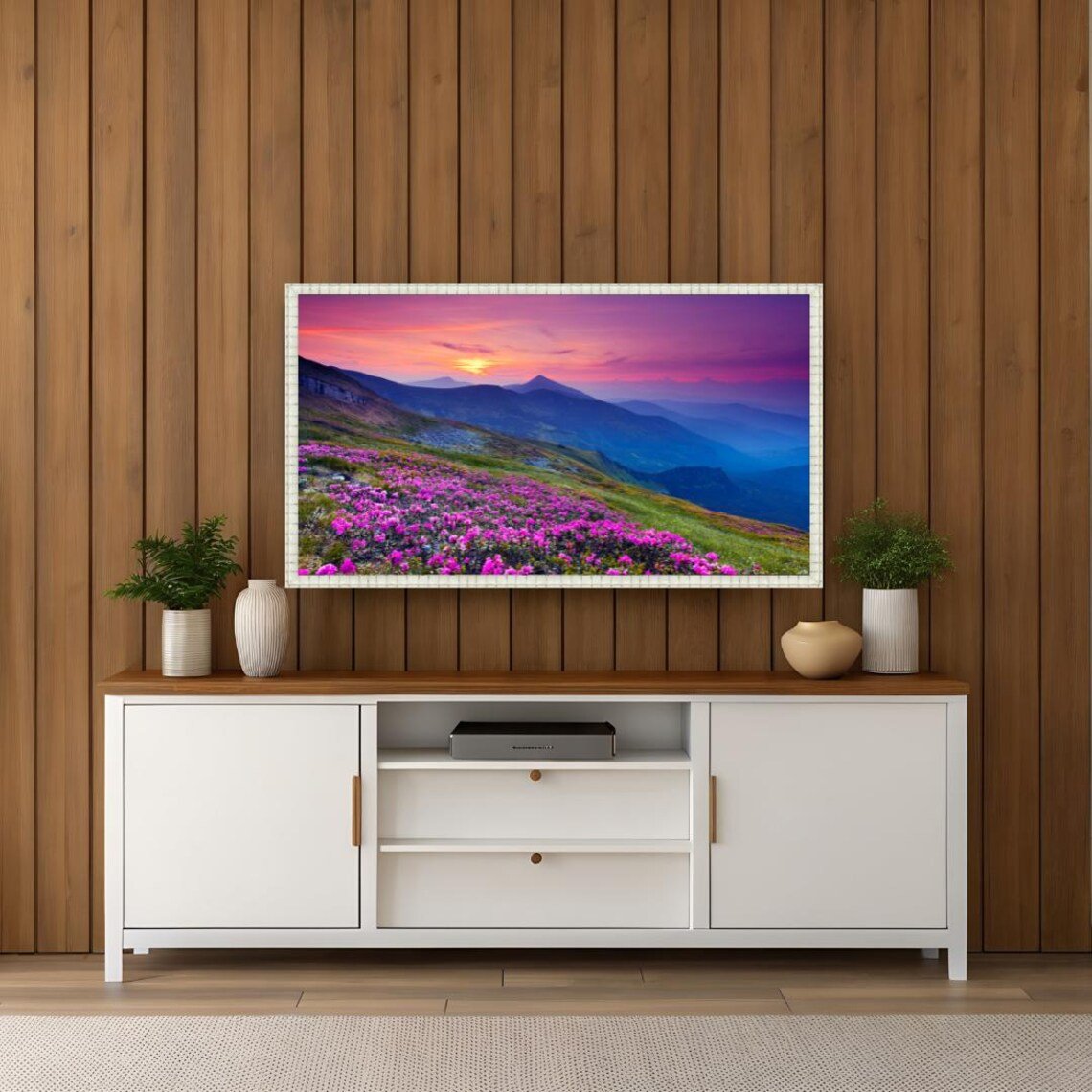 Handmade Kyoto TV Frame | Matte White Timber, Modern Minimalist Design