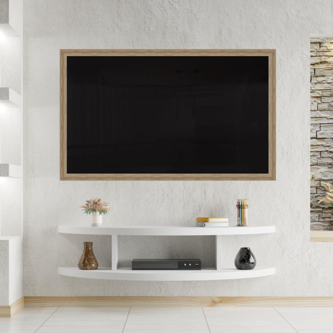 Handmade Taupe TV Frame – Botanica Design, Custom Timber Frame, Fully Assembled - Image 3