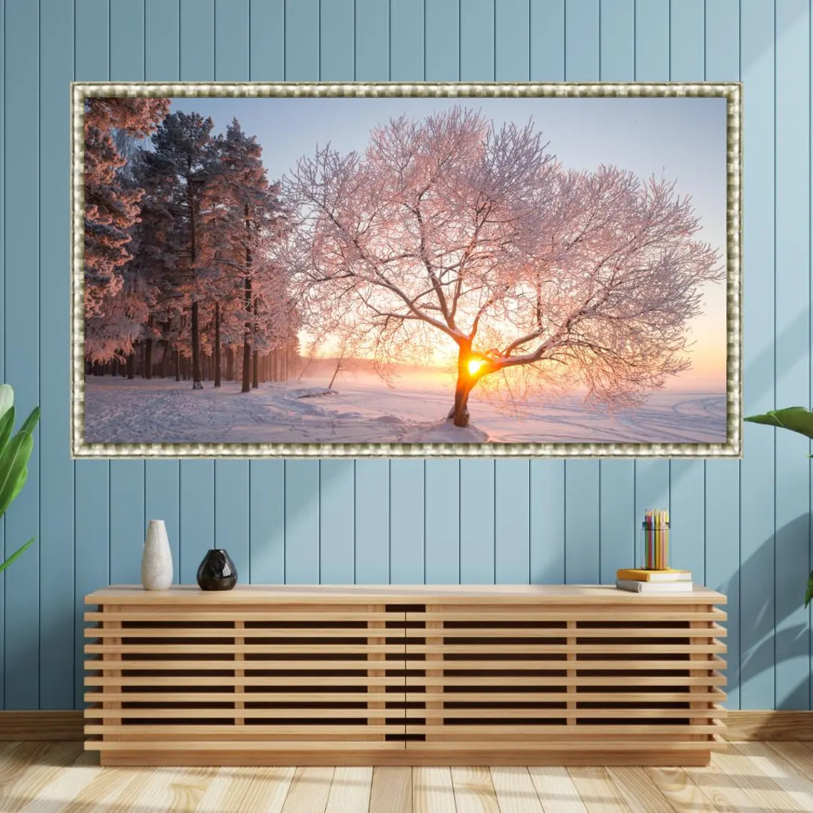 Custom Silver TV Frame — Modern Minimal Timber Design | Handcrafted in Australia
