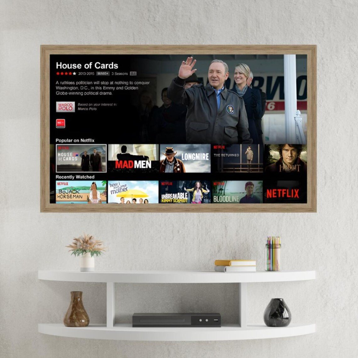 Handmade Taupe TV Frame – Botanica Design, Custom Timber Frame, Fully Assembled - Image 2