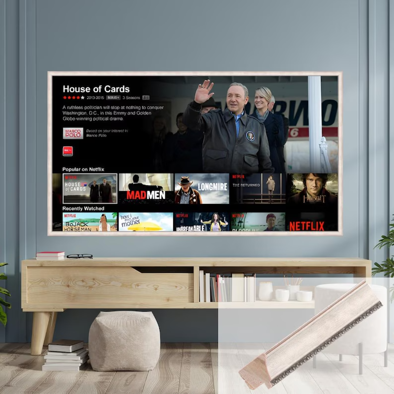 Silver TV Frame: Bespoke Timber Wall-Mounted Art - Image 5